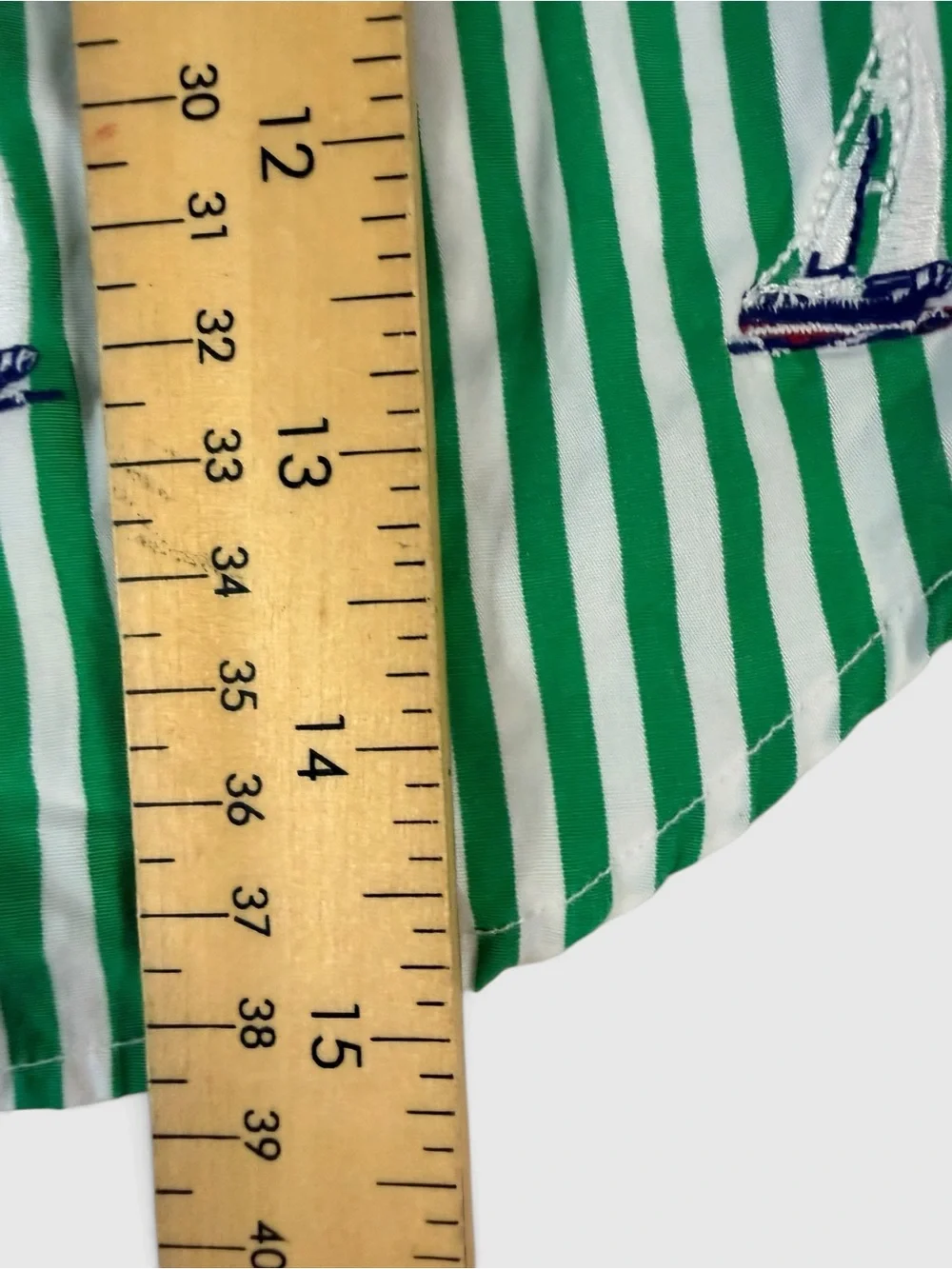Ralph Lauren Boys 24M Green White Striped Sailboat Button Down Shirt